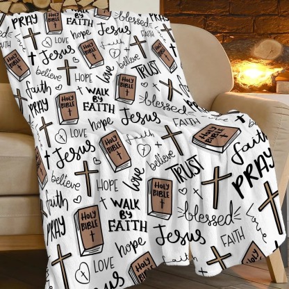 Christian Bible Cross Throw Blanket