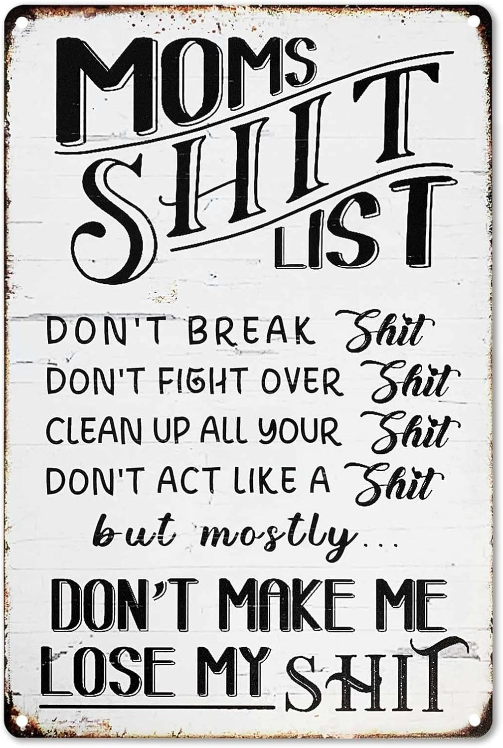 Funny Bathroom Wall Sign – “Mom’s List Don’t Break” Metal Toilet Decor 🚽😂