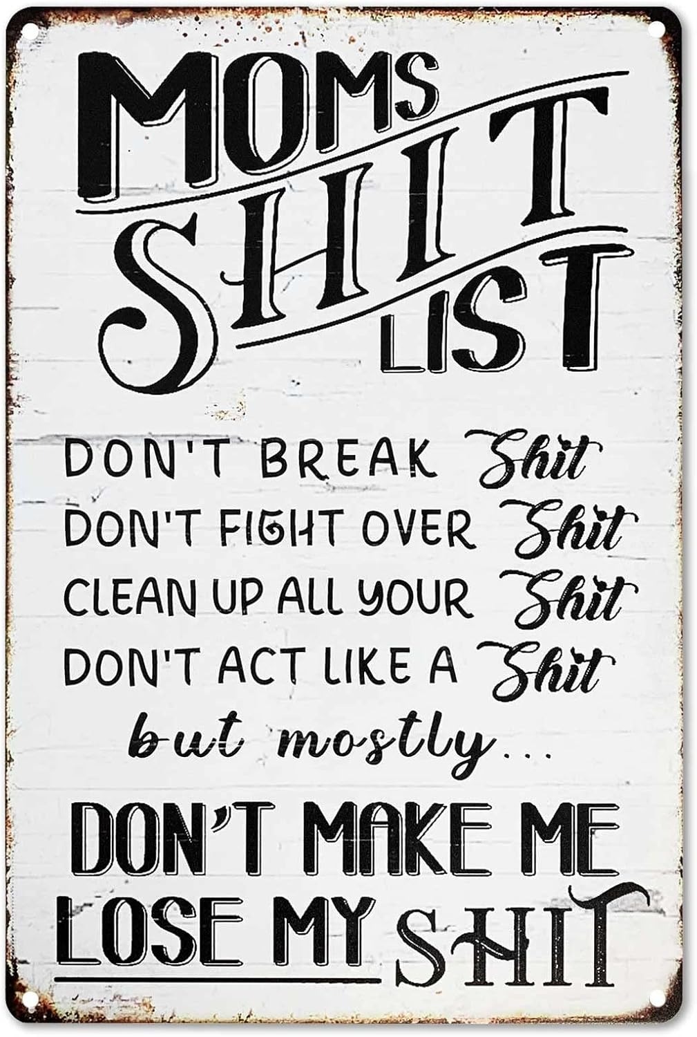 Funny Bathroom Wall Sign – “Mom’s List Don’t Break” Metal Toilet Decor 🚽😂