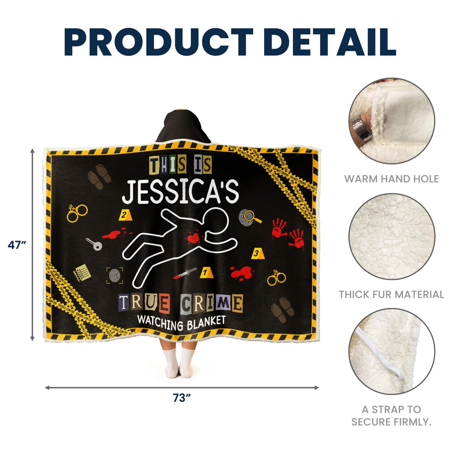 True Crime Watching Blanket - Personalized Wearable Blanket Hoodie