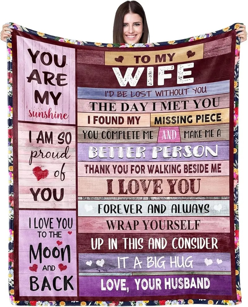 “To My Wife” Love Message Blanket