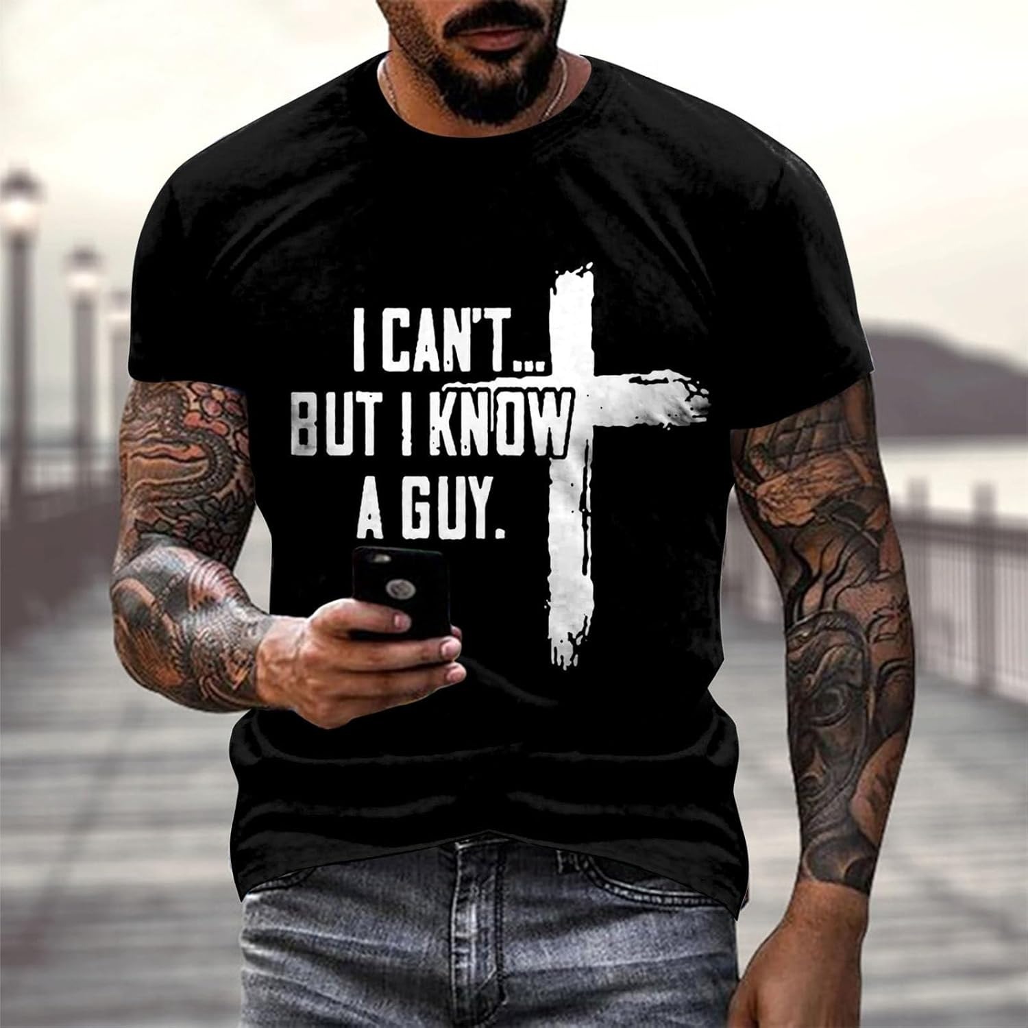 Men's Cross-Striped T-shirt