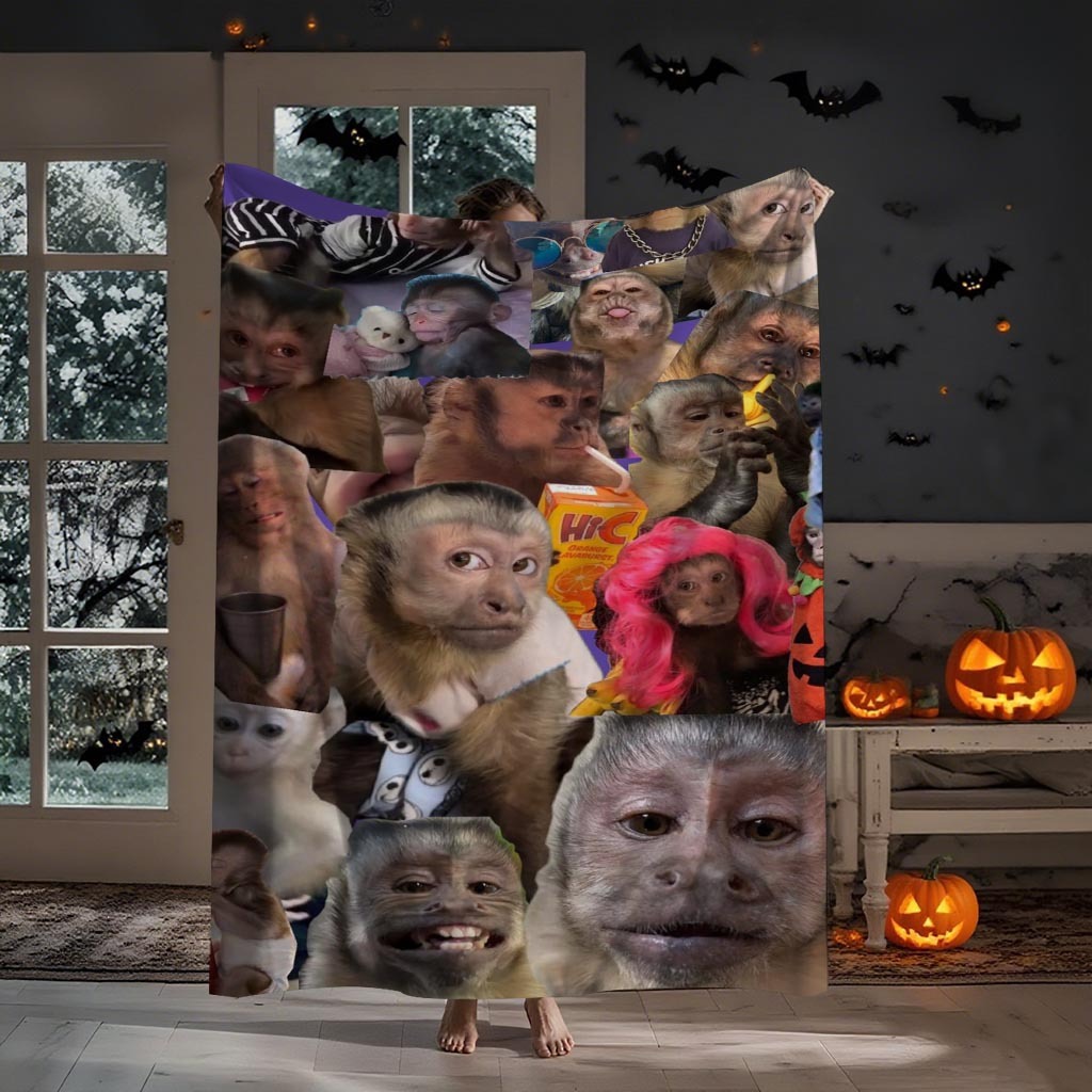 Monkey Memes Cute Collage Flannel Blanket