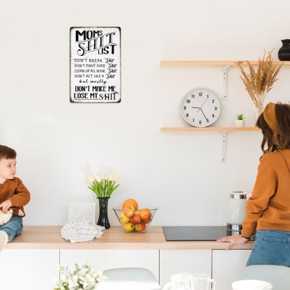 Funny Bathroom Wall Sign – “Mom’s List Don’t Break” Metal Toilet Decor 🚽😂