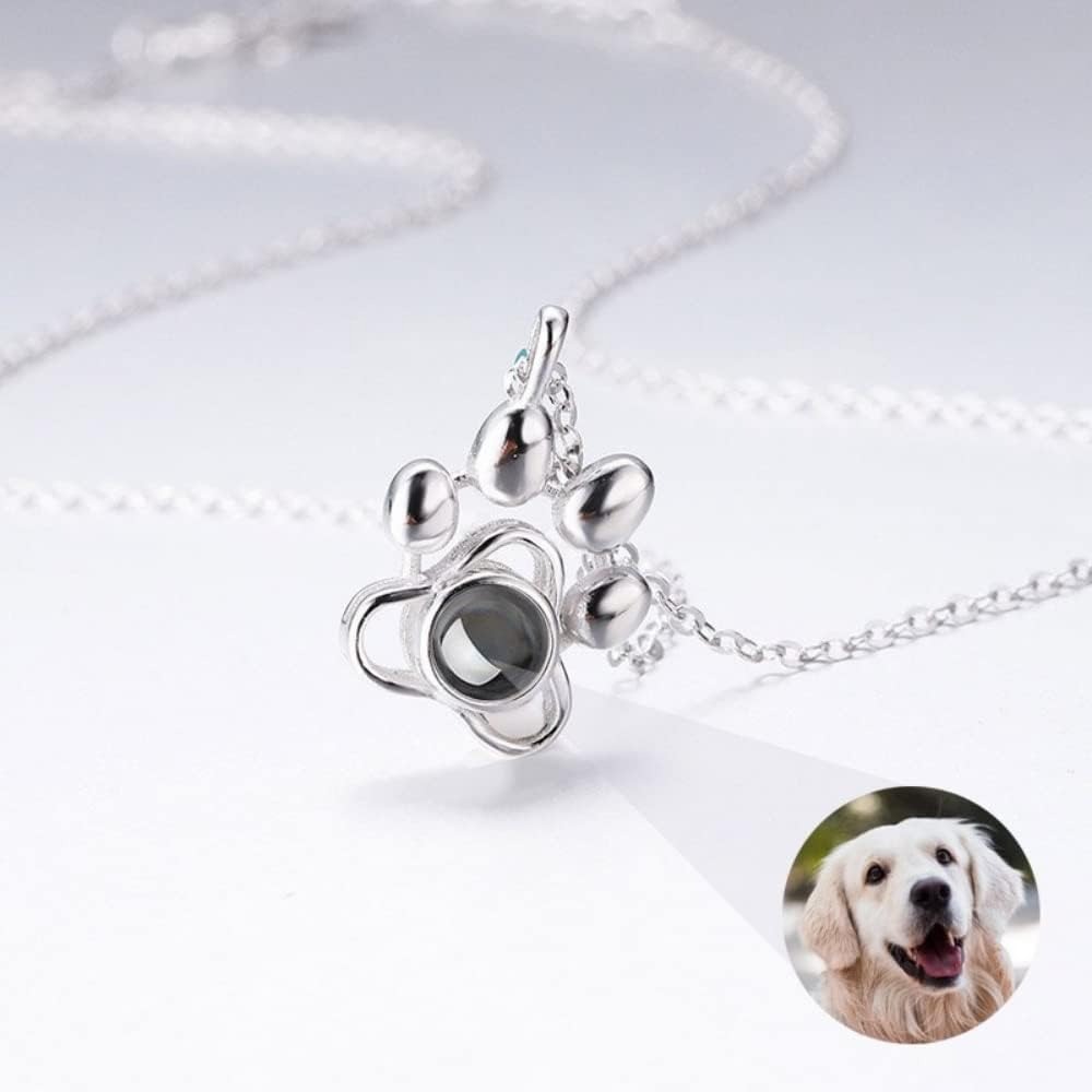 Custom Photo Projection Dog Paw Necklace