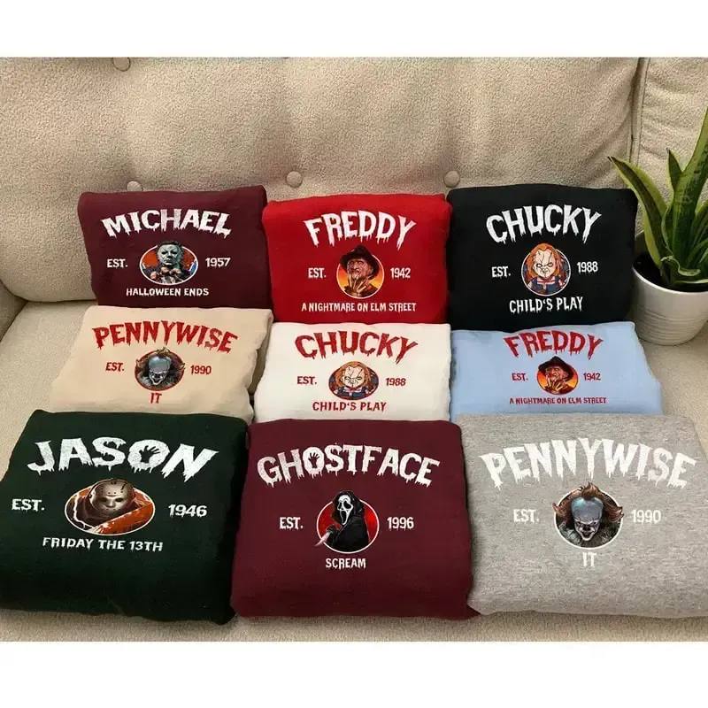 Vintage Horror Movie Characters Sweatshirt - Halloween Fan Tee