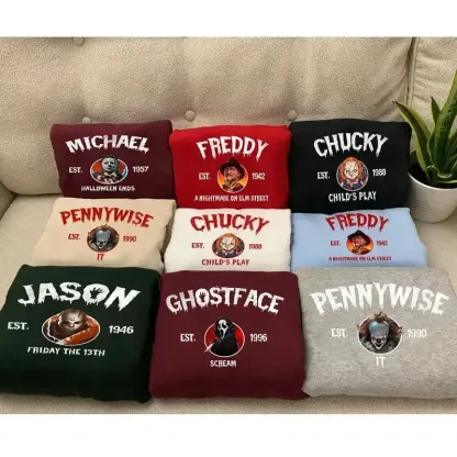 Vintage Horror Movie Characters Sweatshirt - Halloween Fan Tee