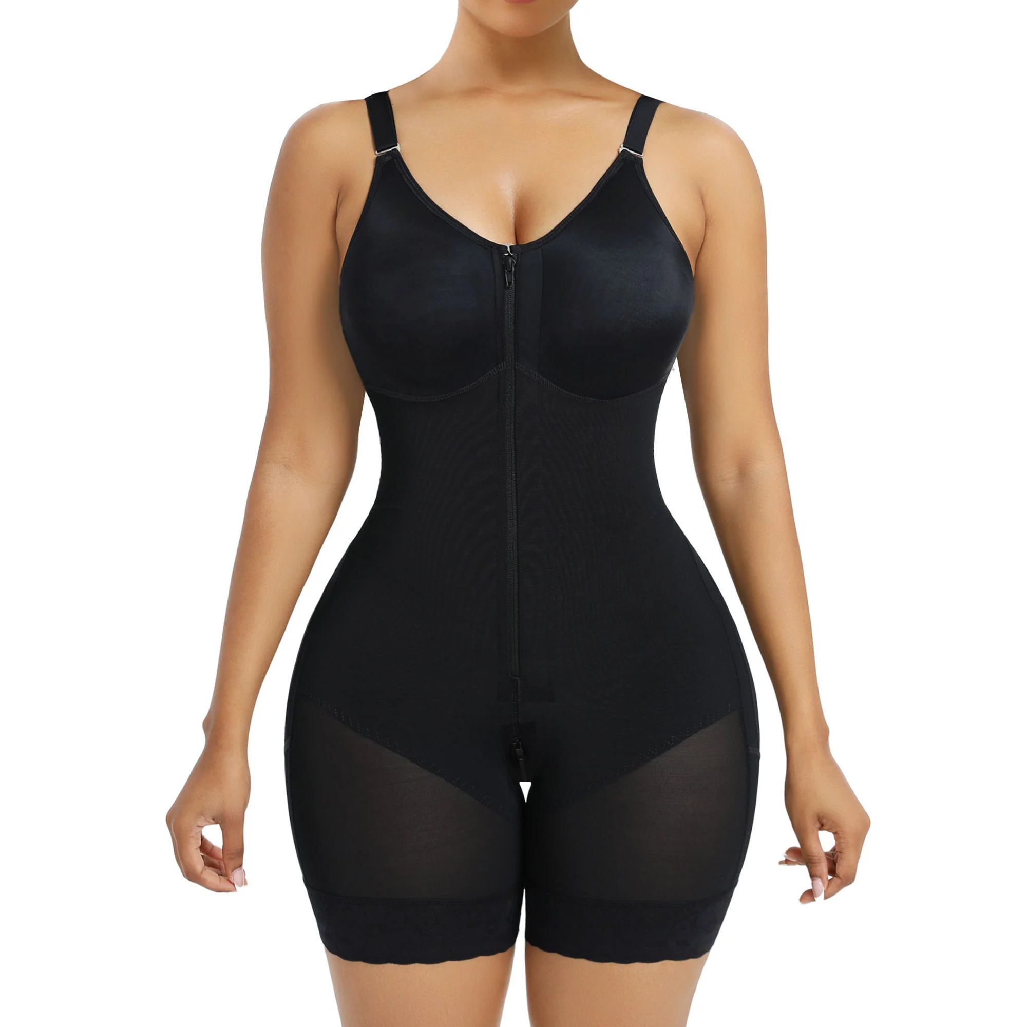 Fajas Colombianas Postpartum Shapewear for Women Tummy Control Butt Lifter Body Shaper with Zipper Crotch