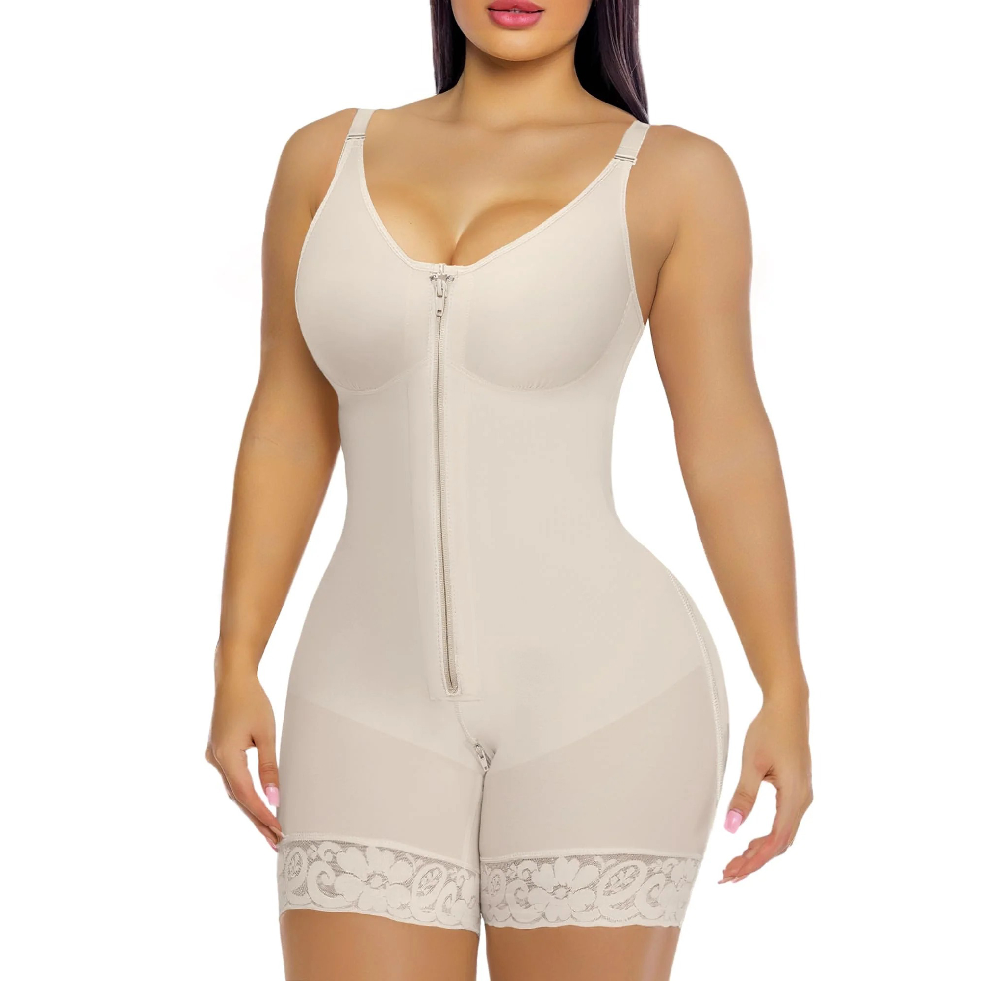 Fajas Colombianas Postpartum Shapewear for Women Tummy Control Butt Lifter Body Shaper with Zipper Crotch