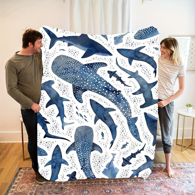 Romantic Ocean Style Whale Shark Pattern Blanket