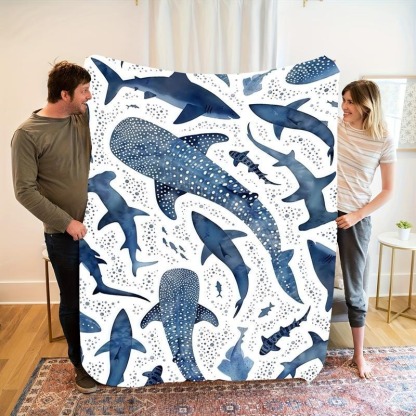 Romantic Ocean Style Whale Shark Pattern Blanket
