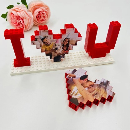 Personalized I Love You Brick Puzzles Gifts, Photo Block for Lovers