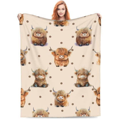 Cute Highland Cow Print Blanket