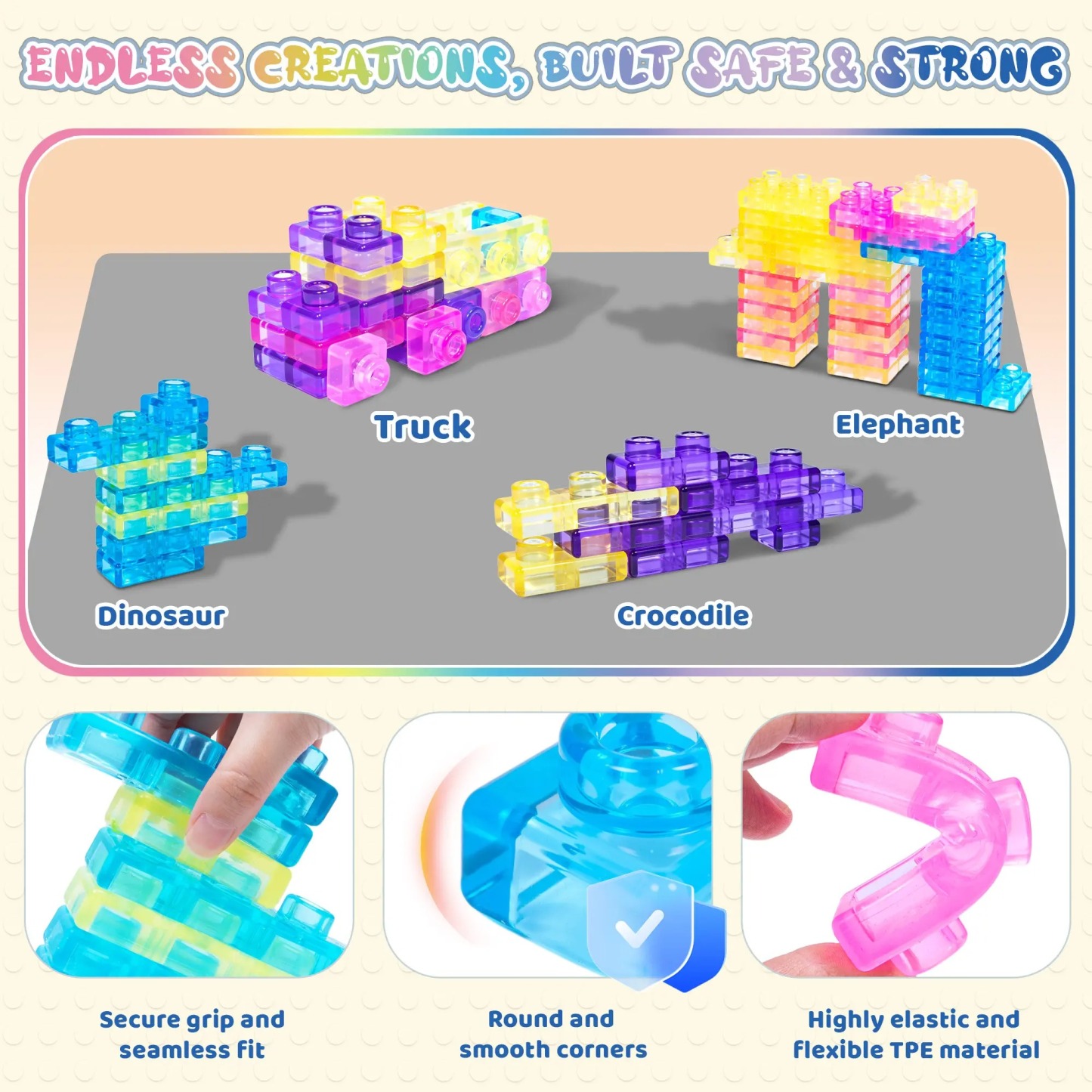 Squishy Jelly Building Blocks – Soft, Translucent Sensory Bricks for Creative Play