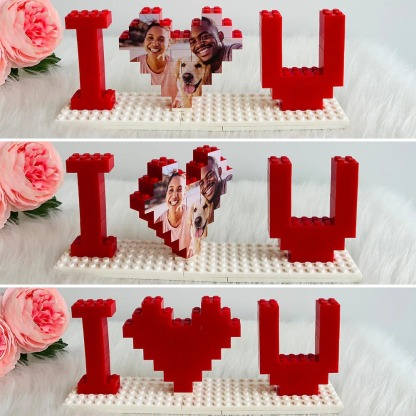 Personalized I Love You Brick Puzzles Gifts, Photo Block for Lovers