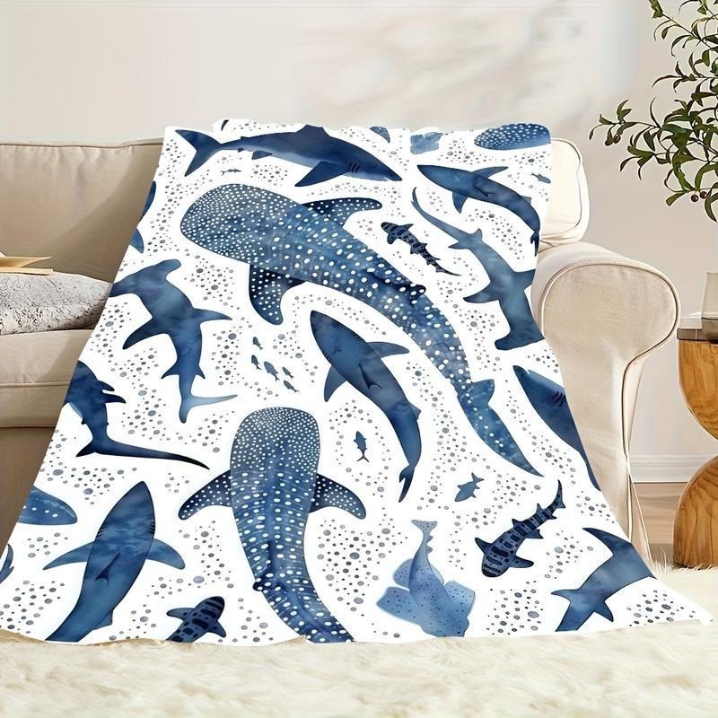 Romantic Ocean Style Whale Shark Pattern Blanket