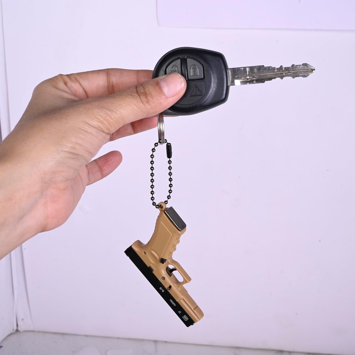 Mini Metal Pistol Keychain with Movable Parts
