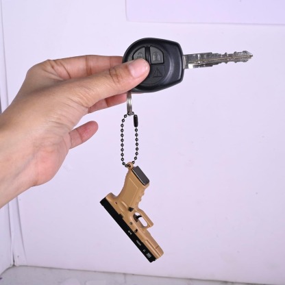 Mini Metal Pistol Keychain with Movable Parts