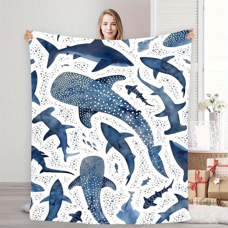 Romantic Ocean Style Whale Shark Pattern Blanket