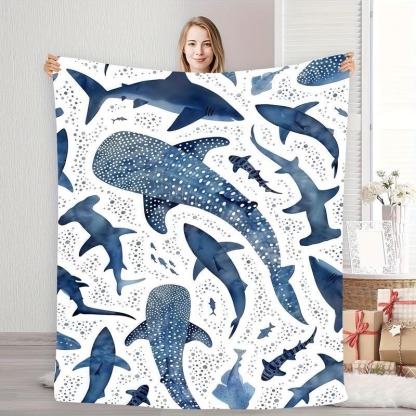 Romantic Ocean Style Whale Shark Pattern Blanket