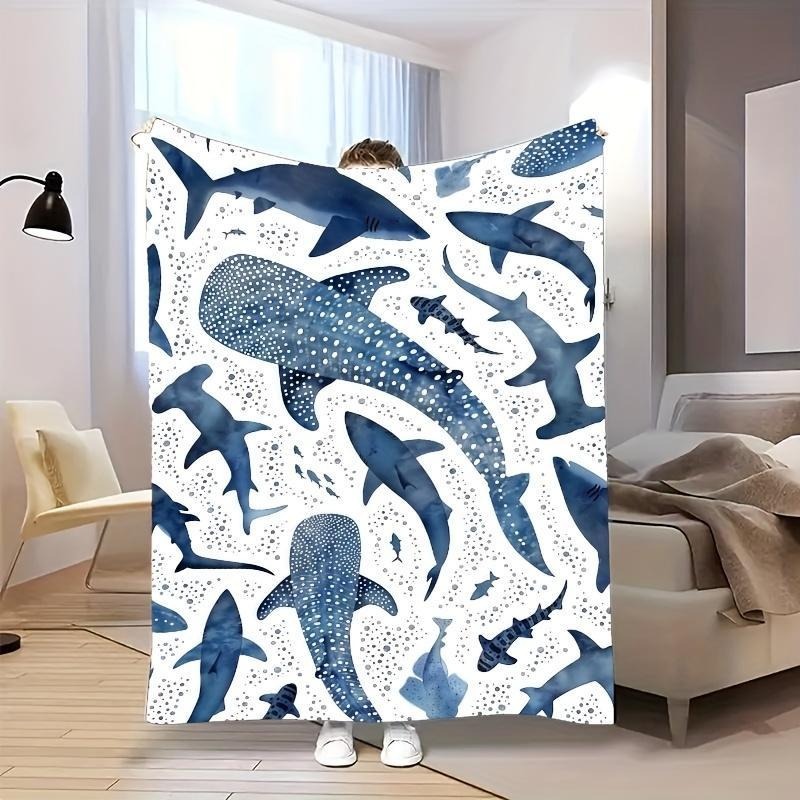 Romantic Ocean Style Whale Shark Pattern Blanket