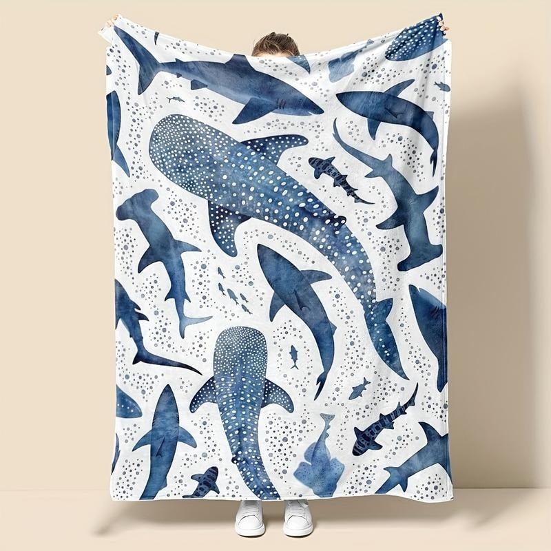 Romantic Ocean Style Whale Shark Pattern Blanket