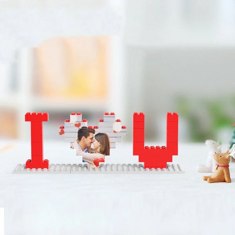 Personalized I Love You Brick Puzzles Gifts, Photo Block for Lovers