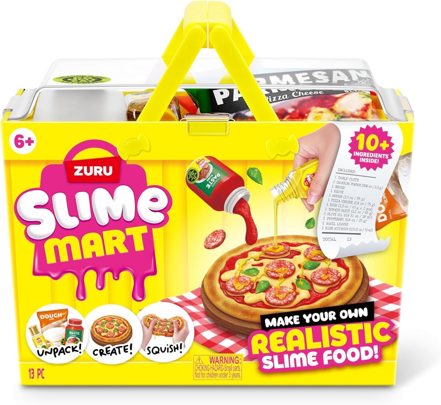 DIY Pizza Slime Kit – Realistic Food Squishy Set with Mini Basket, Satisfying Sensory Toy for Kids & Adults