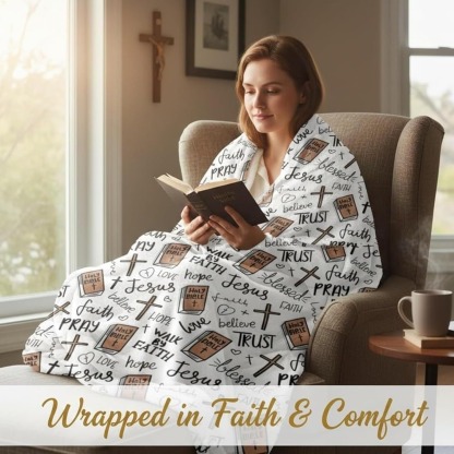 Christian Bible Cross Throw Blanket