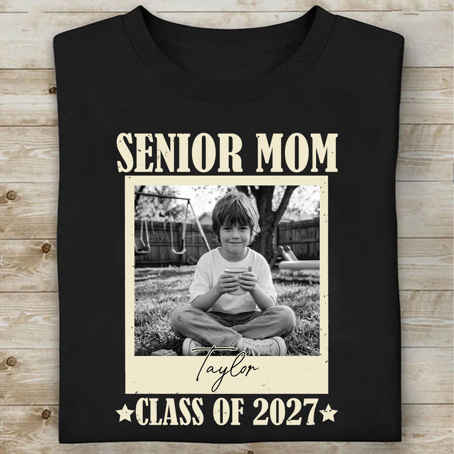 Personalized Senior Mom Photo & Name T-Shirt 