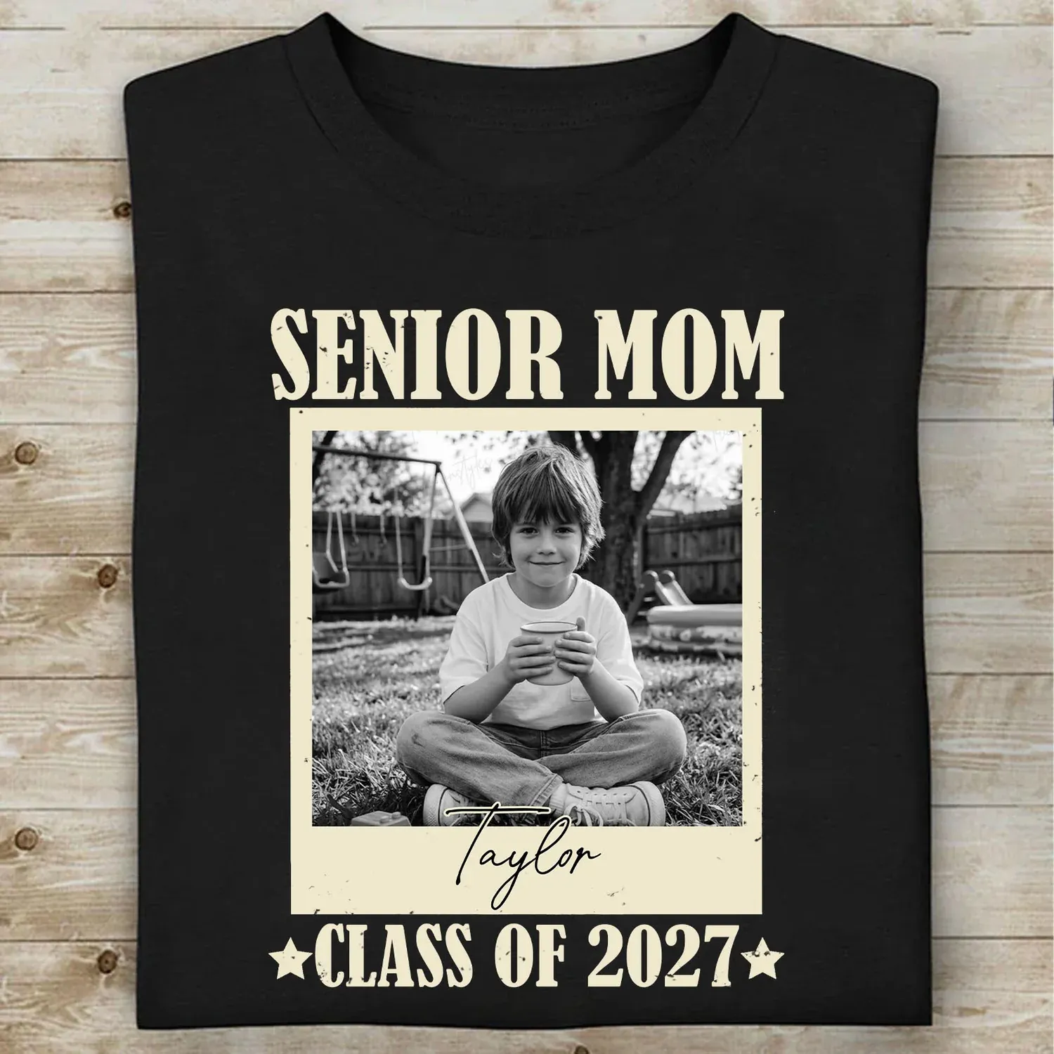 Personalized Senior Mom Photo & Name T-Shirt 