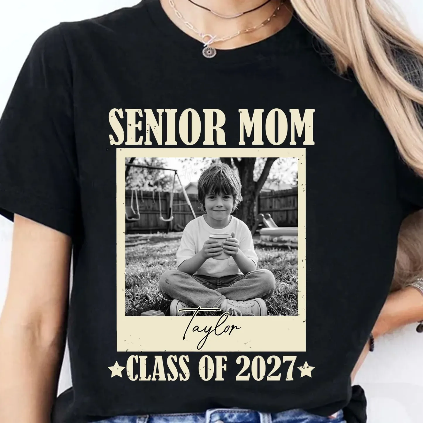 Personalized Senior Mom Photo & Name T-Shirt 