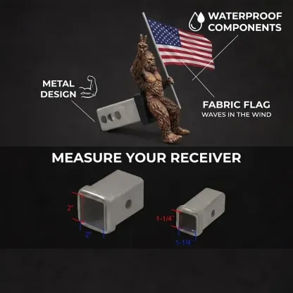 Patriot Bigfoot Trailer Hitch Cover with US Flag 2" Hitch Receiver Decoration