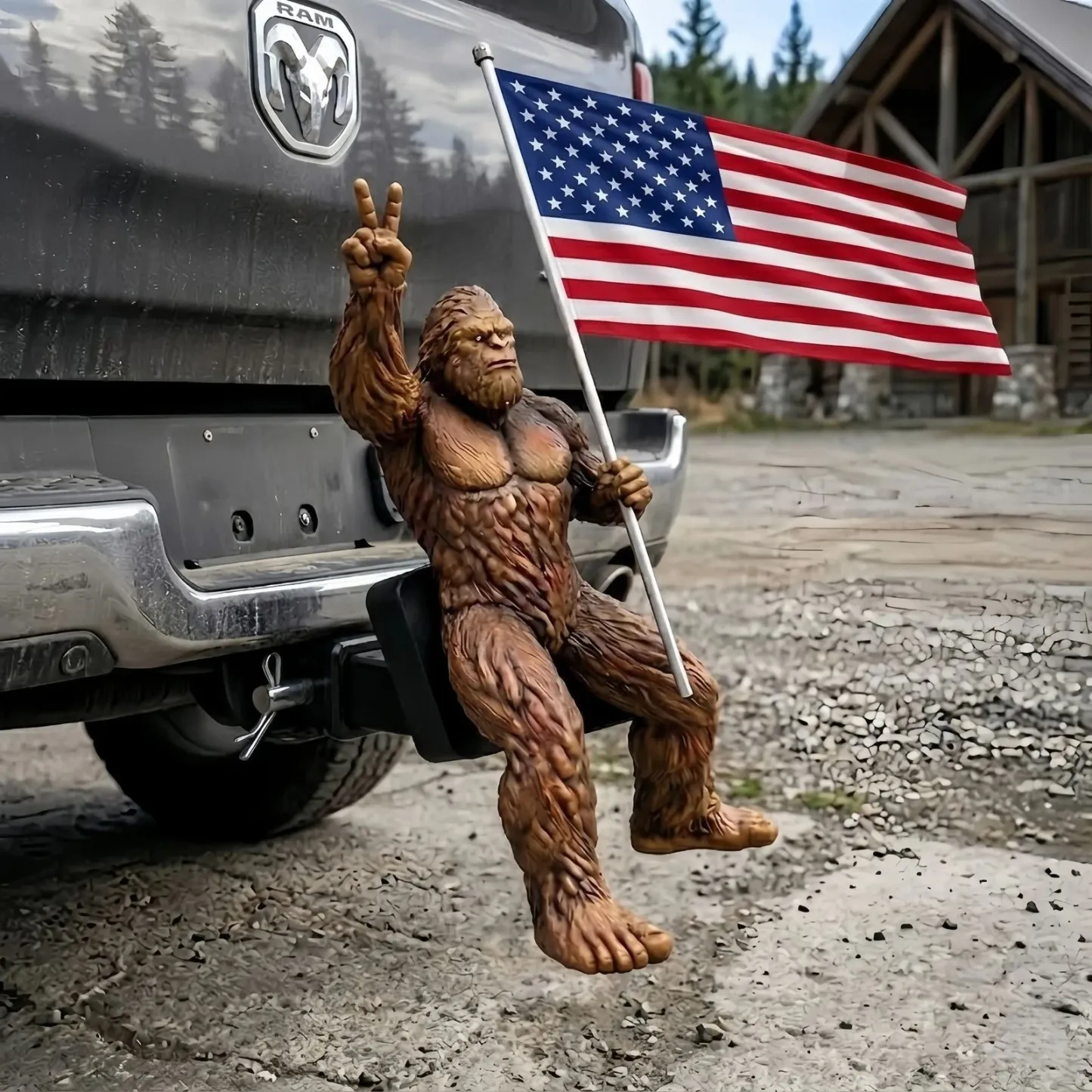 Patriot Bigfoot Trailer Hitch Cover with US Flag 2" Hitch Receiver Decoration