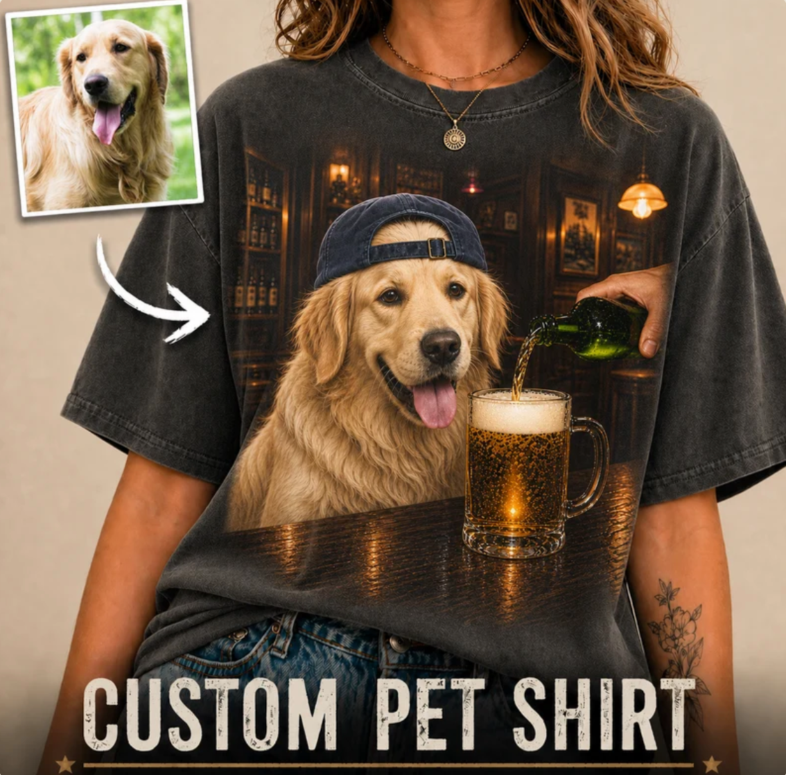 Dog in pub | Custom pet t-shirt