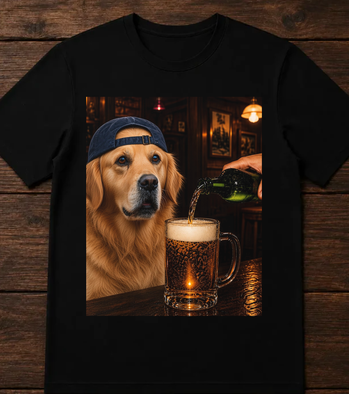 Dog in pub | Custom pet t-shirt