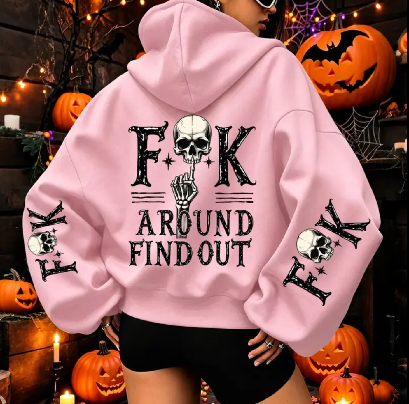 F Around & Find Out Skeleton Halloween Hoodie – Gothic Skull Graphic Pullover