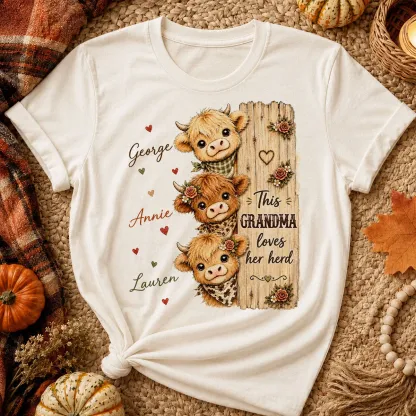 This Grandma Loves Her Herd Highland Cow - Personalized Shirt
