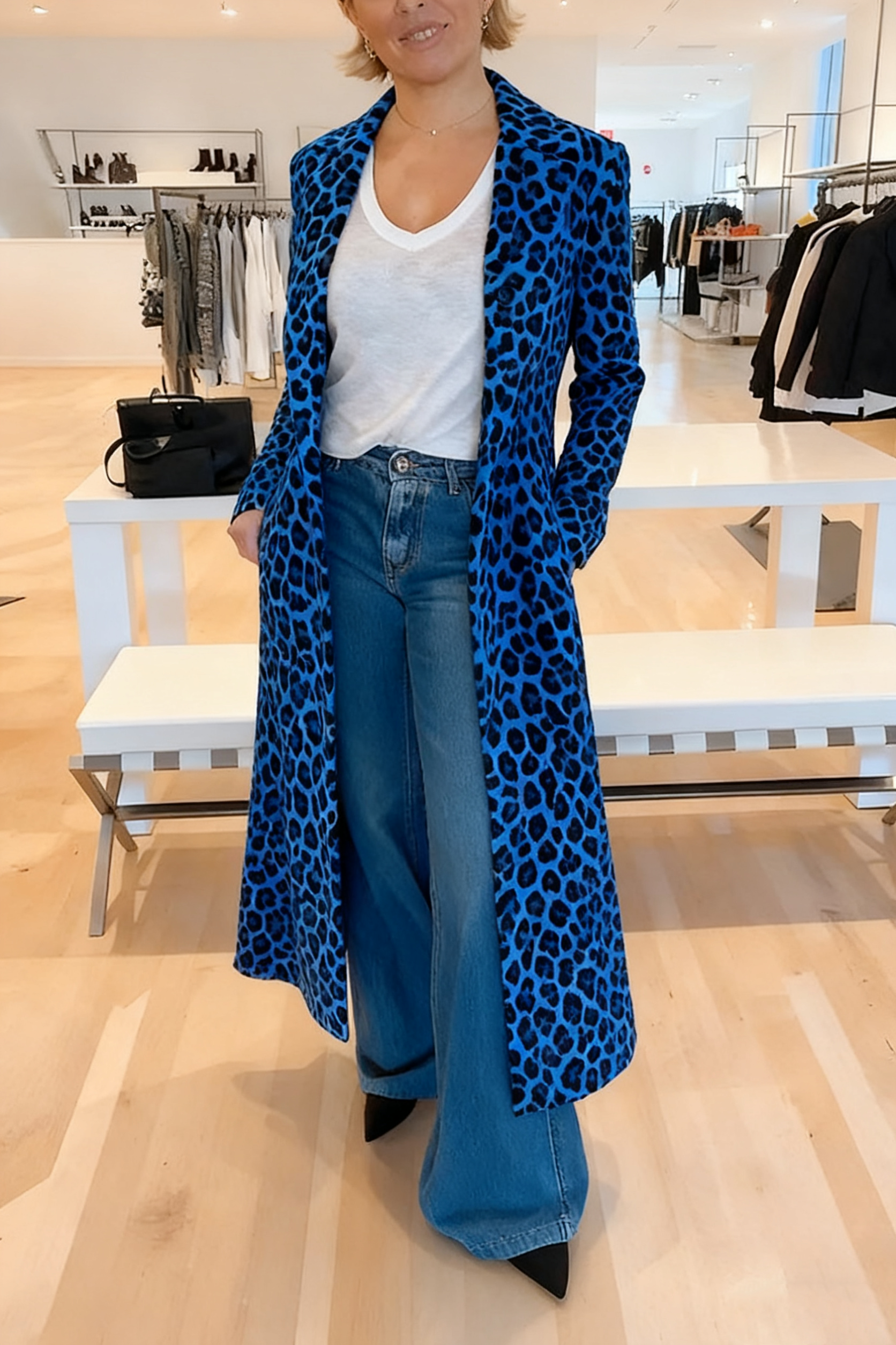 49% zniżki na wyprzedaż✨Leopard Print Long Sleeve Pocket Casual Maxi Trench Coat