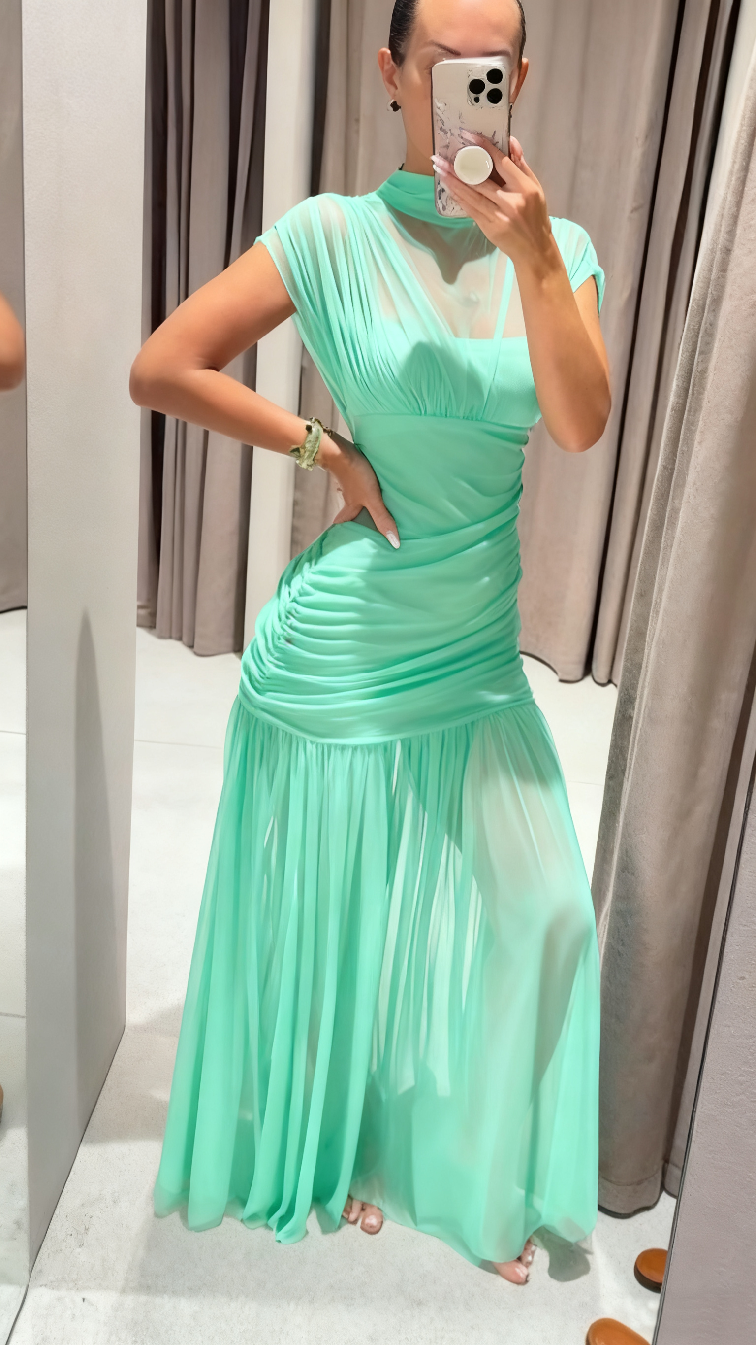Suknia z tulle, silueta dopasowana, detale drapieżne👗 Fashion Hit! Super Oferta na Stylową Formę 🎉