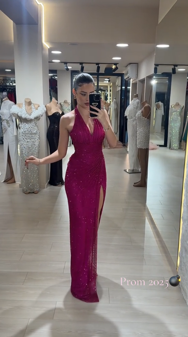 Suknia wieczorowa z głębokim dekoltem, silueta dopasowana, trendowo seksualna👗 Fashion Nowość! Super Oferta na Unikalną Kreację 🎉