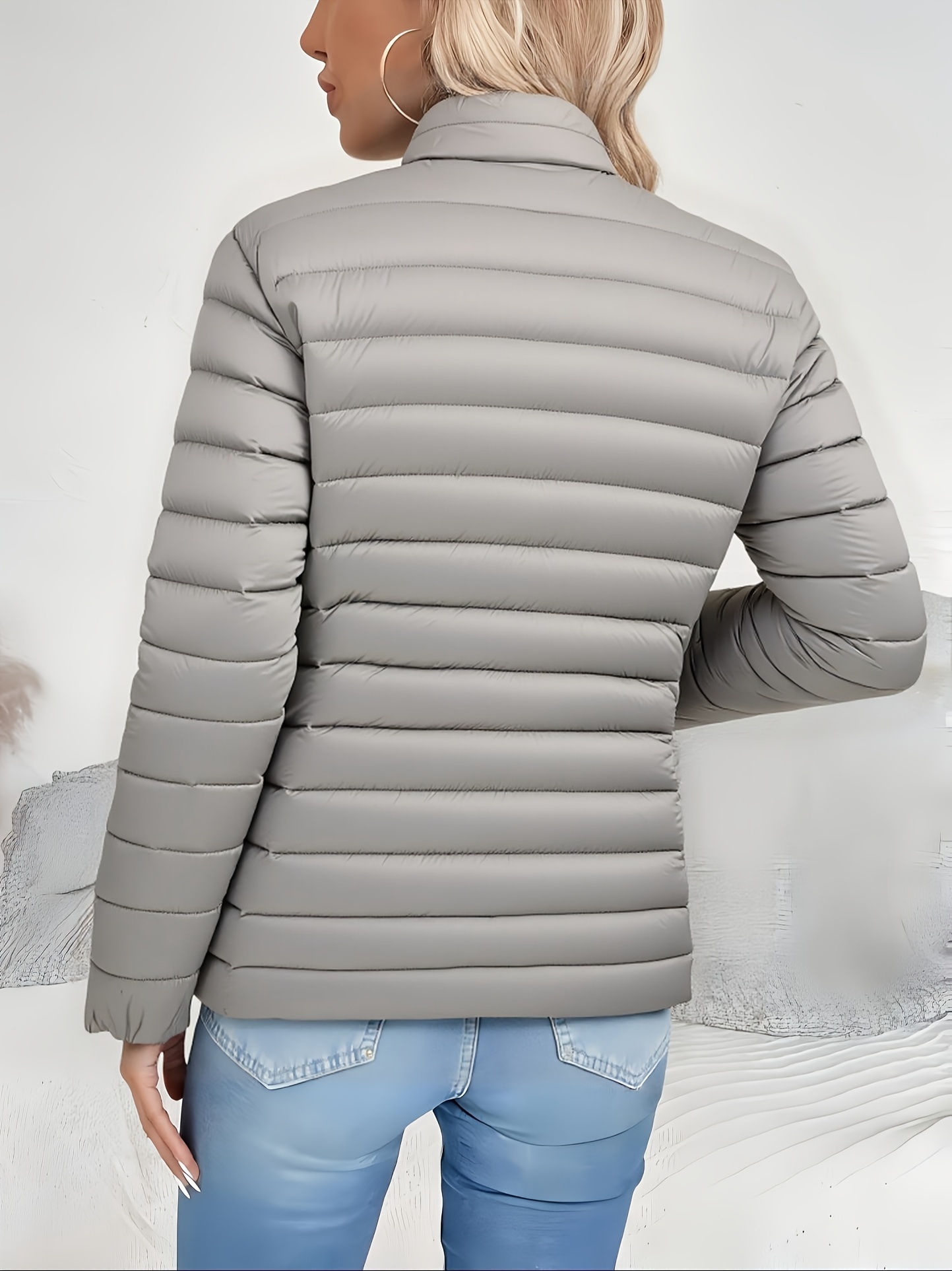 Eleganckie damskie kurtki zimowe - lekki płaszcz ze stójką