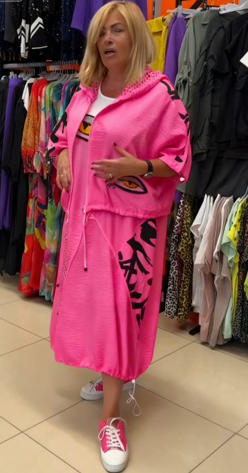 🎁 50% zniżki 💗 Dwuczęściowa damska sukienka casualowa ze wzorem w oczy