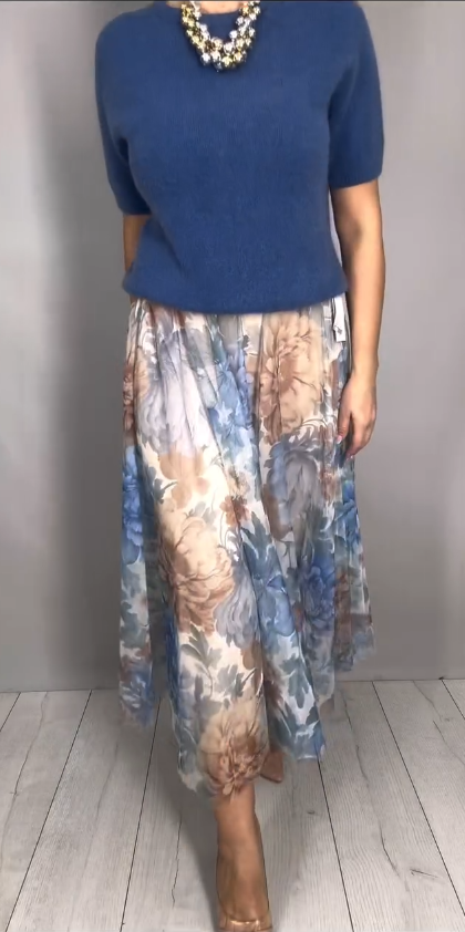 🔥Niska cena ograniczona czasowo Damski zestaw casualowy, składający się z jednolitej bluzki z krótkim rękawem i spódnicy z nadrukiem