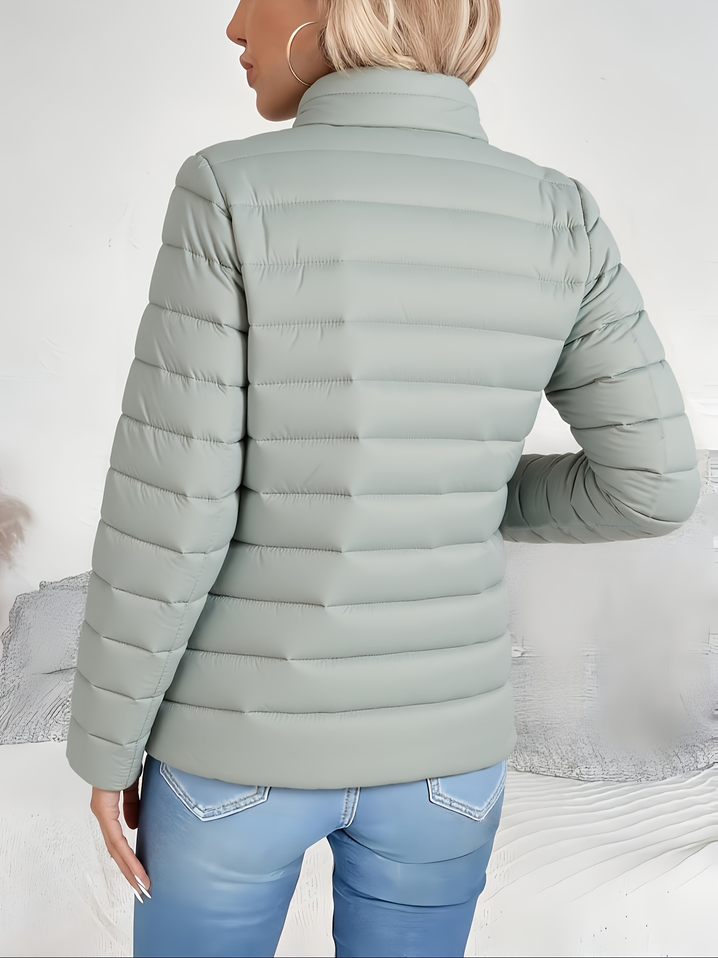 Eleganckie damskie kurtki zimowe - lekki płaszcz ze stójką