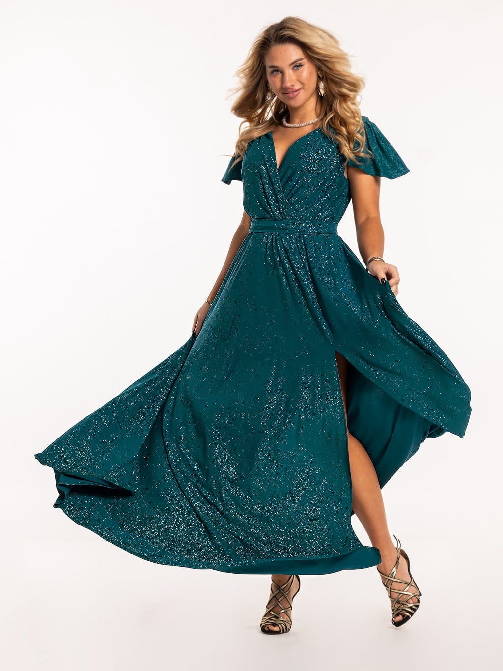 Sukienka błyszcząca maxi Nicole