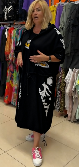 🎁 50% zniżki 💗 Dwuczęściowa damska sukienka casualowa ze wzorem w oczy