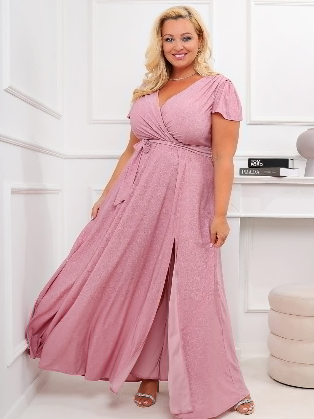 Sukienka błyszcząca maxi Nicole