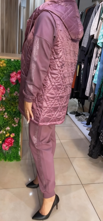 💖Limitowana wyprzedaż 50%💖Komplet kamizelki z kapturem, zdobiony cekinami