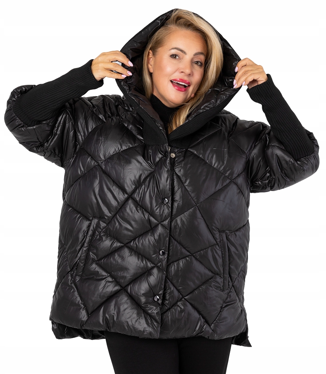 Kurtka zimowa z ozdobnymi ściągaczami oversize DIAMOND S